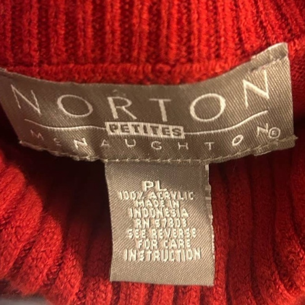 Womens Petite Large Knit Sweater Red Pullover Long Sleeve Top Norton McNaughton - Picture 6 of 9